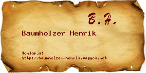 Baumholzer Henrik névjegykártya